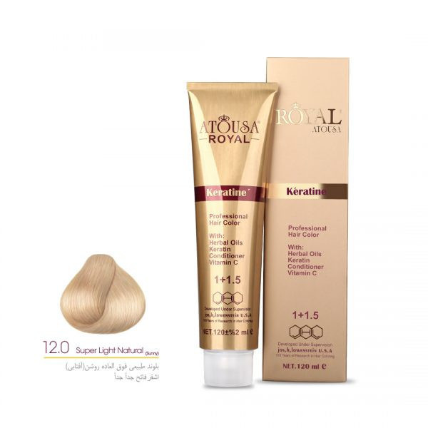 رنگ مو آتوسا رویال شماره 12.0 حجم 120 میلی لیتر رنگ بلوند طبیعی فوق العاده روشن