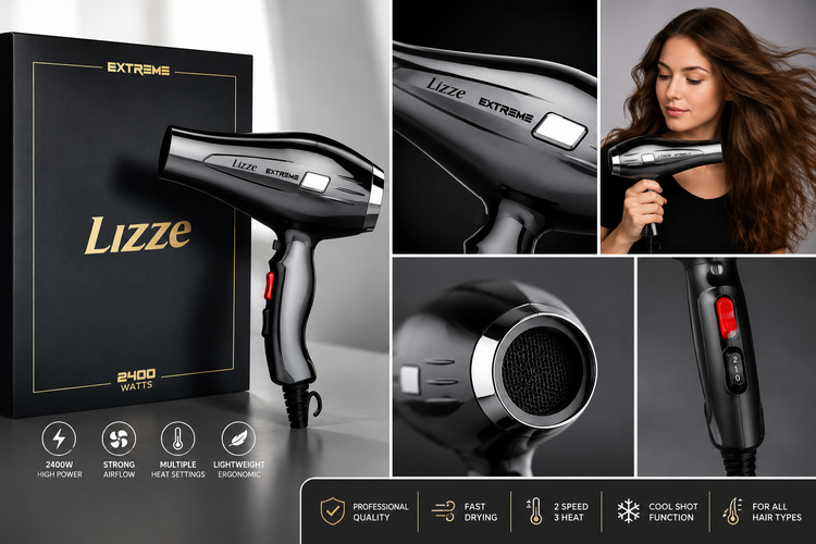 سشوار حرفهای Lizze Extreme 2400W | سشوار سالنی و خانگی با موتور قدرتمند 2400 وات