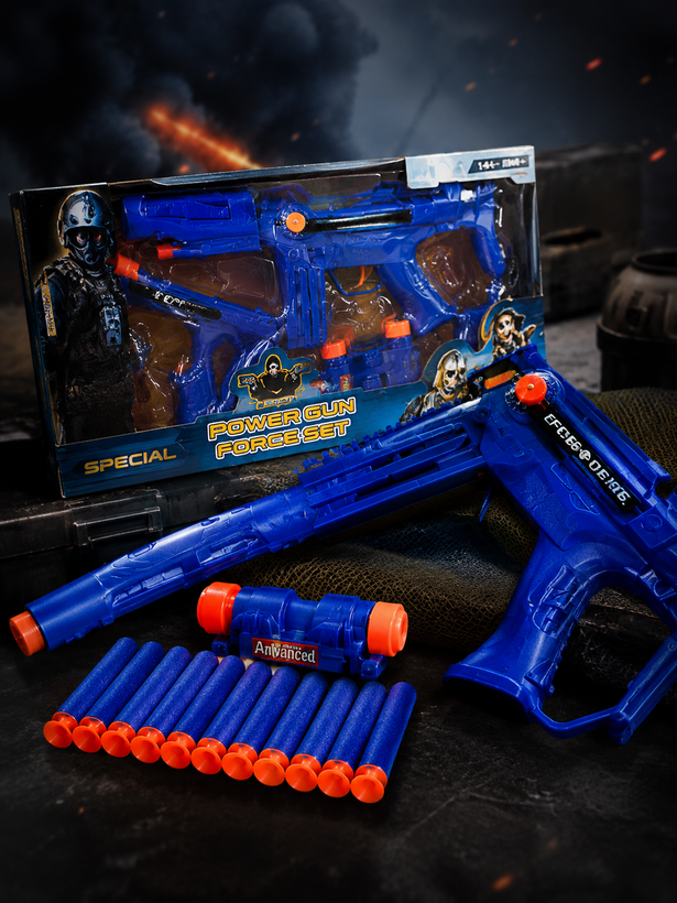 تفنگ اسباببازی پسرانه مدل Power Gun Force Set | ست تفنگ و تجهیزات بازی