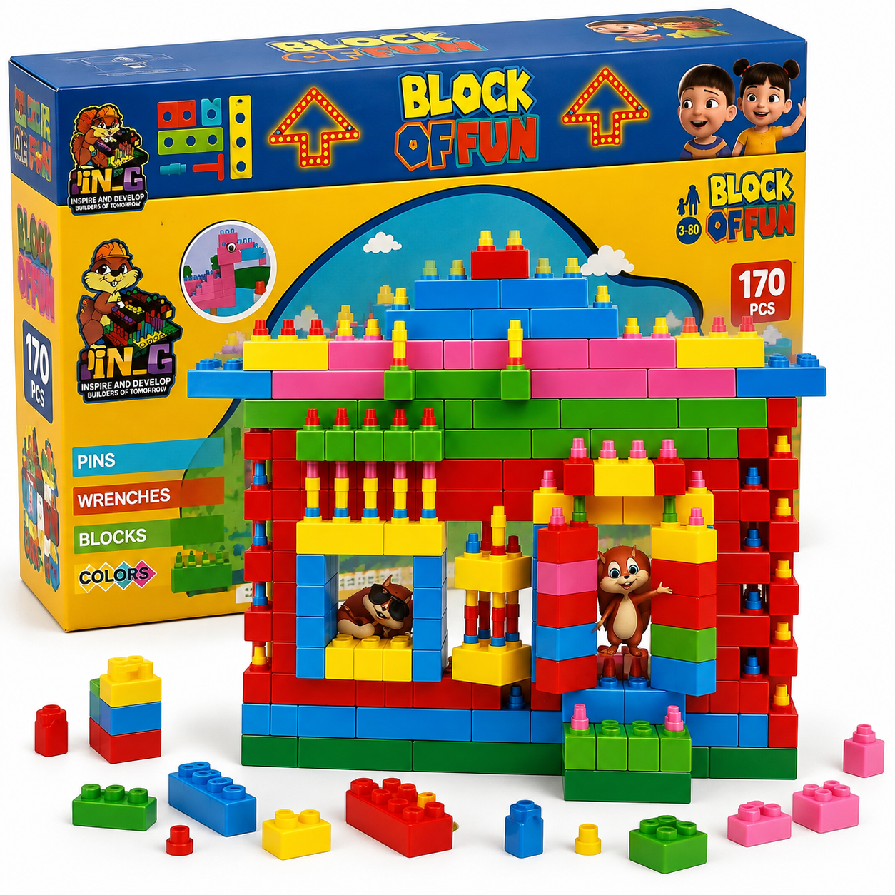 لگو بلاک فان 170 قطعه | ست ساختنی و سرگرمی کودک مدل Block of Fun