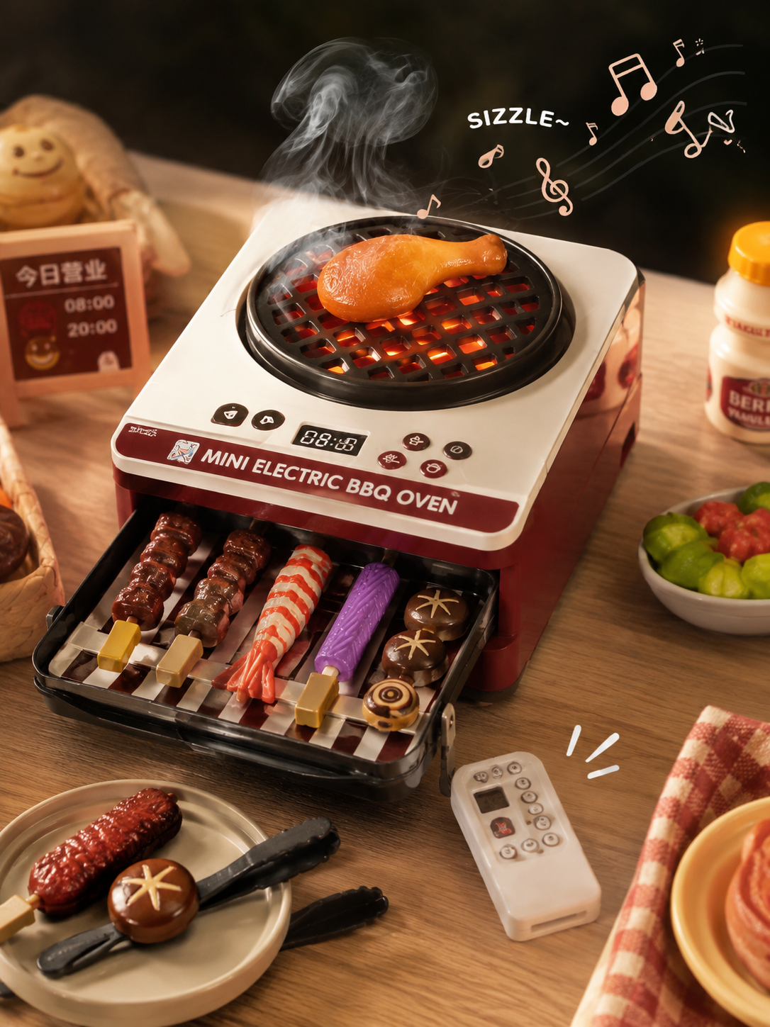 اسباب‌بازی اجاق باربیکیو برقی مینی مدل Mini Electric BBQ Oven | ست ۸ تکه