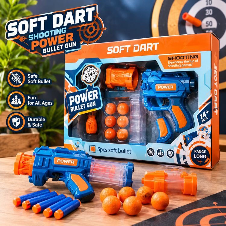 تفنگ اسباببازی تیر فومی مدل Power Gun | ست دو عددی تیراندازی Soft Dart