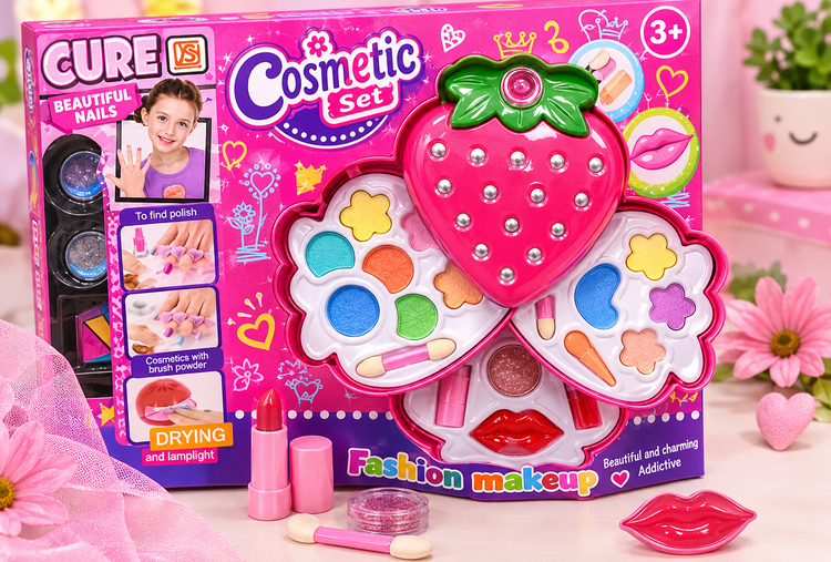 ست آرایشی اسباببازی کازمتیک توتفرنگی | Cosmetic Set Fashion Make-up مناسب دختربچهها +۳ سال